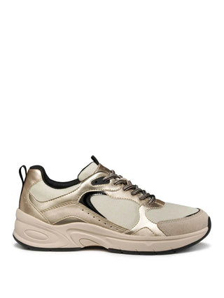 SNEAKERS DONNA - GEOX BEIGE-ORO - D55YLA 014AJ