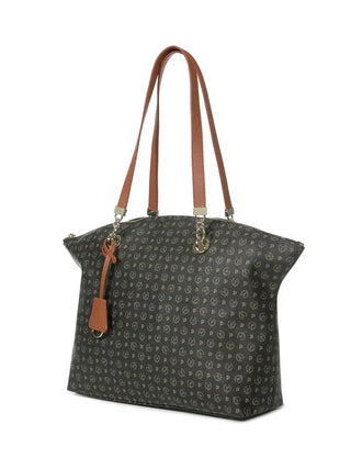 BORSA A SPALLA DONNA - POLLINI NERO-MARRONE - TE8408PP02Q11 2