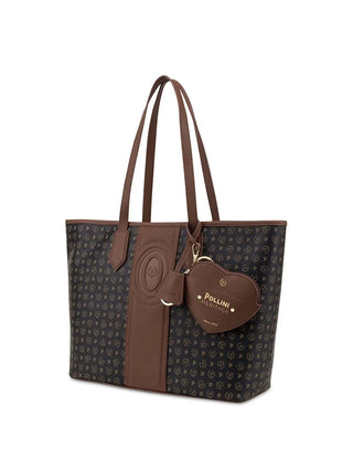 BORSA A SPALLA DONNA - POLLINI NERO-MARRONE - TE8427PP06Q1Z 2