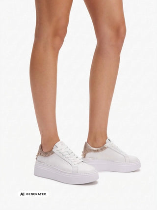 SNEAKERS DONNA - EMANUELLE VEE BIANCO-ORO - 462P-100-10-P003 5