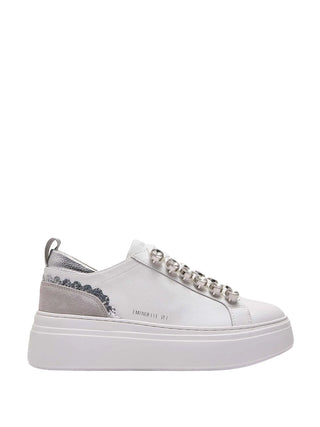 SNEAKERS DONNA - EMANUELLE VEE BIANCO-ARGENTO - 462P-100-13-P003