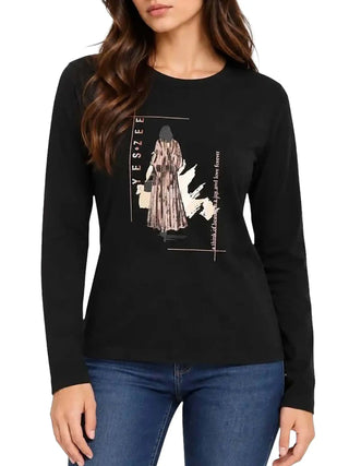 T-SHIRT DONNA - YES ZEE NERO - T011 JX01