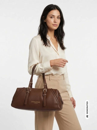 BORSA A SPALLA DONNA - ERMANNO SCERVINO MARRONE - 12402232 4