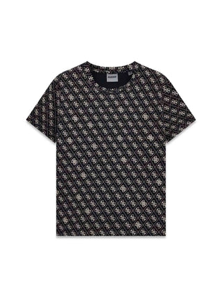 T-SHIRT DONNA - GUESS ATHLEISURE NERO-BIANCO - V5BI14 I3Z14