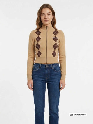 CARDIGAN DONNA - GUESS JEANS MARRONE - W6BR10 Z1253 3