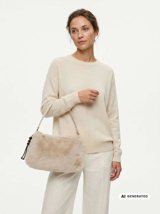 BORSA A SPALLA DONNA - CAFE NOIR AVORIO - C3NA1126 4