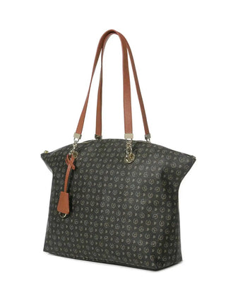 BORSA A SPALLA DONNA - POLLINI NERO-MARRONE - TE8408PP02Q11 2