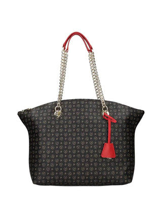 BORSA A SPALLA DONNA - POLLINI NERO-ROSSO - TE8408PP02Q11