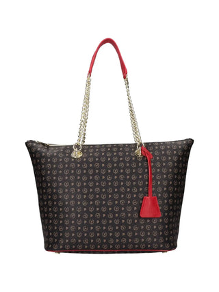 BORSA A SPALLA DONNA - POLLINI NERO-ROSSO - TE8410PP02Q11