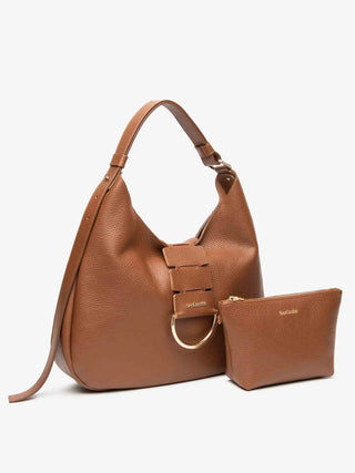 BORSA A SPALLA DONNA - NERO GIARDINI CUOIO - E644161D 2