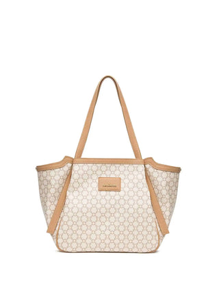 BORSA A SPALLA DONNA - NERO GIARDINI BEIGE - E644220D
