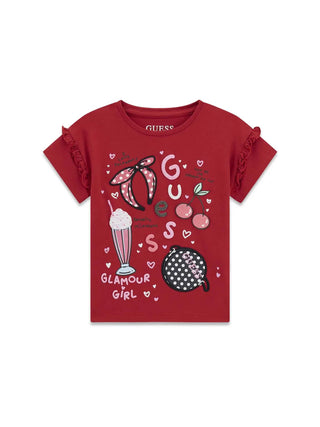 T-SHIRT BAMBINA - GUESS KIDS ROSSO - K6RI04 K6YW4