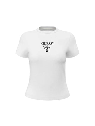 T-SHIRT DONNA - GUESS ATHLEISURE NERO-BIANCO - V4YI21 KCDH1