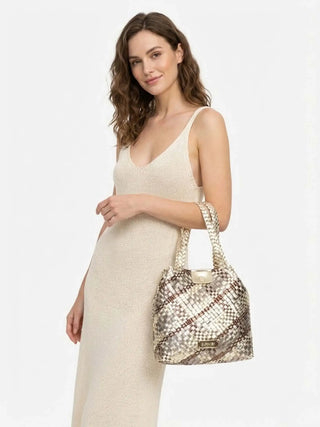 BORSA A SPALLA DONNA - CAFE NOIR BRONZO - C3MG1021 4