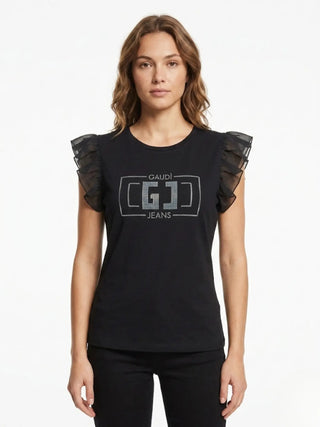 T-SHIRT DONNA - GAUDI JEANS NERO - 611BD64013 2