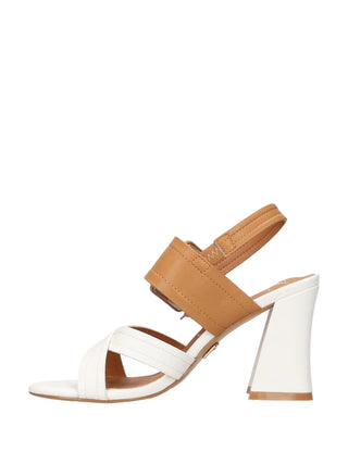 SANDALO DONNA - NAZARENO GABRIELLI BIANCO-CAMEL - 8102 4