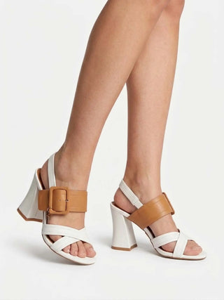 SANDALO DONNA - NAZARENO GABRIELLI BIANCO-CAMEL - 8102 6