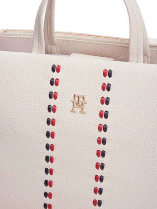 BORSA A MANO DONNA - TOMMY HILFIGER CREMA - AW0AW18155 4