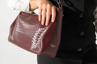 borsa bordeaux in pelle tosca blu