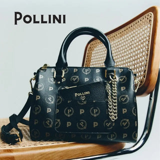 borsa pollini nera loggata