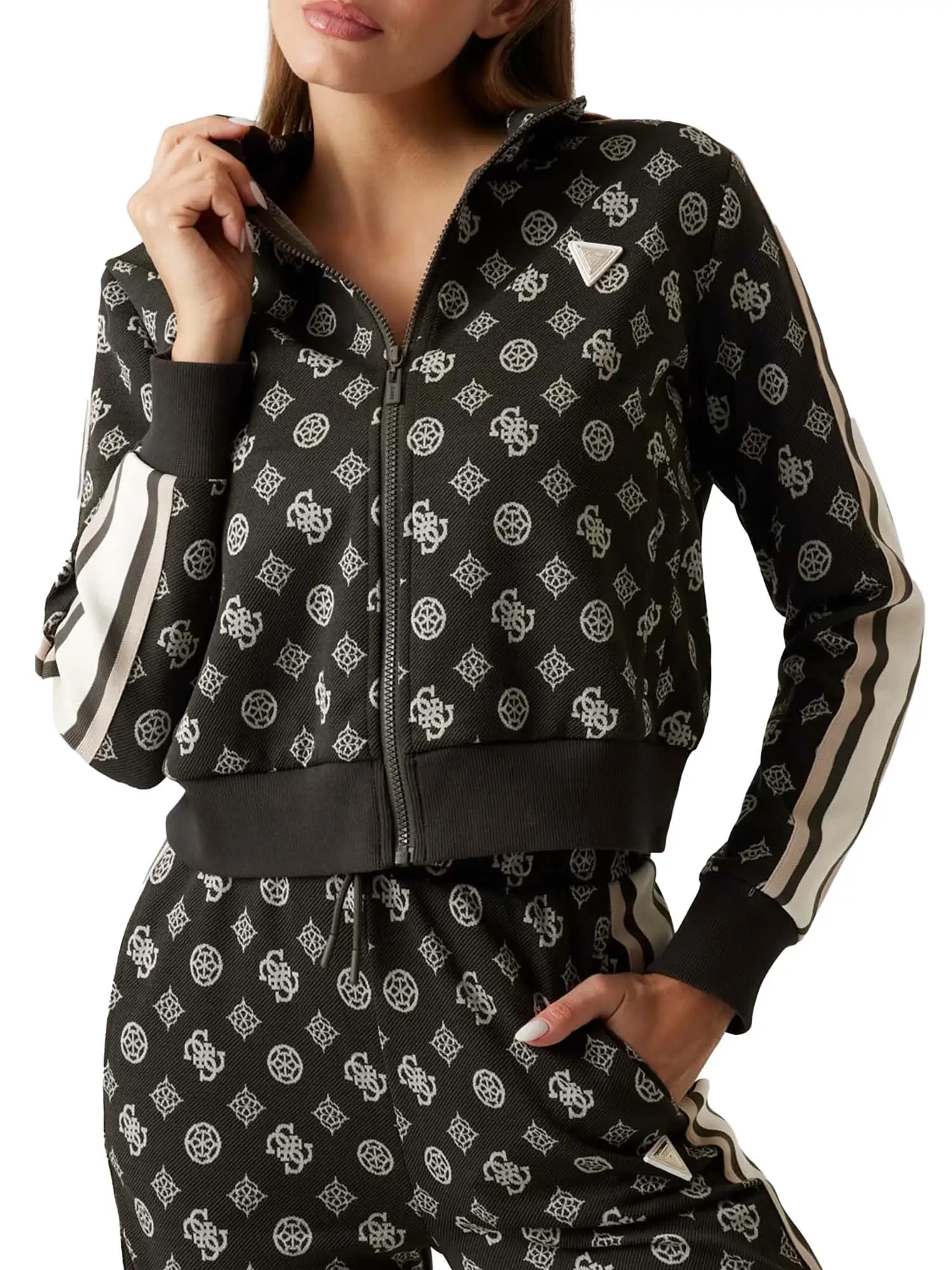 FELPA DONNA - GUESS ATHLEISURE - V5YQ07 K0282 - NERO, L