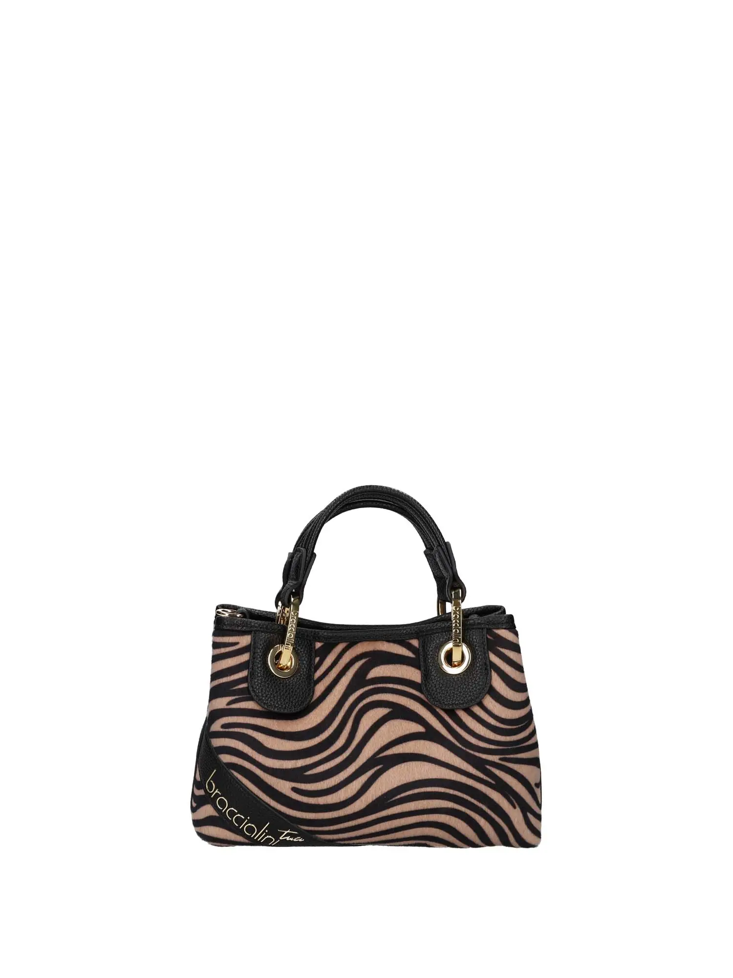 BORSA A MANO DONNA - BRACCIALINI - B18573-YY - NERO/BIANCO, UNICA