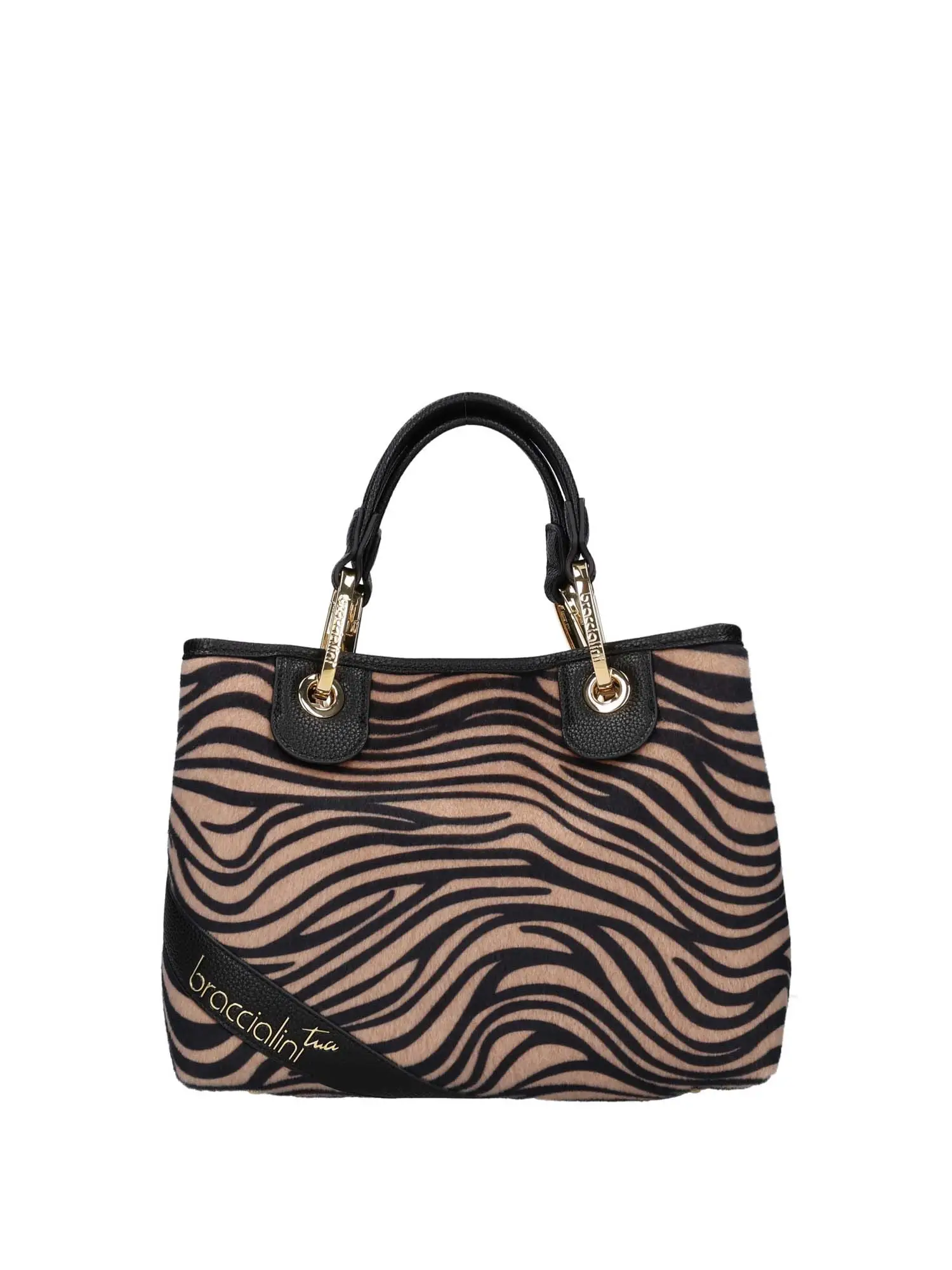 BORSA A MANO DONNA - BRACCIALINI - B18571-YY - NERO/BIANCO, UNICA