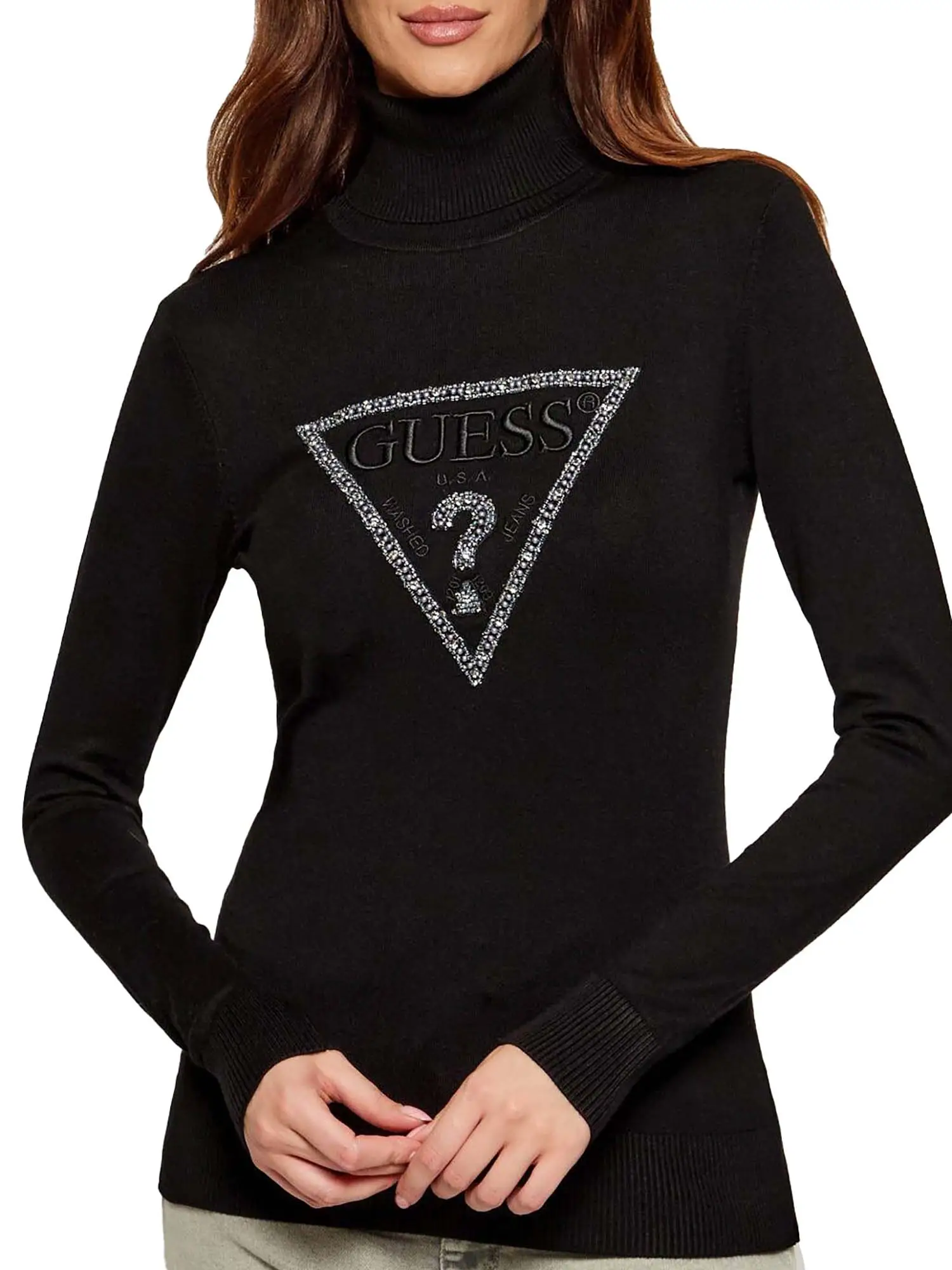 FELPA DONNA - GUESS APPAREL - W5BR39 Z2NQ2 - NERO, L