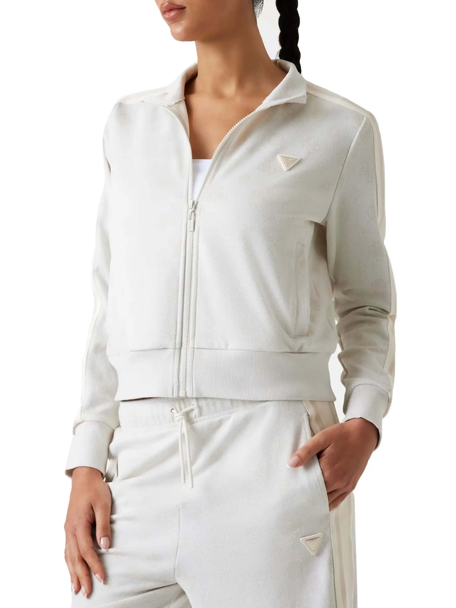 FELPA DONNA - GUESS ATHLEISURE - V5YQ07 K0282 - BIANCO, S