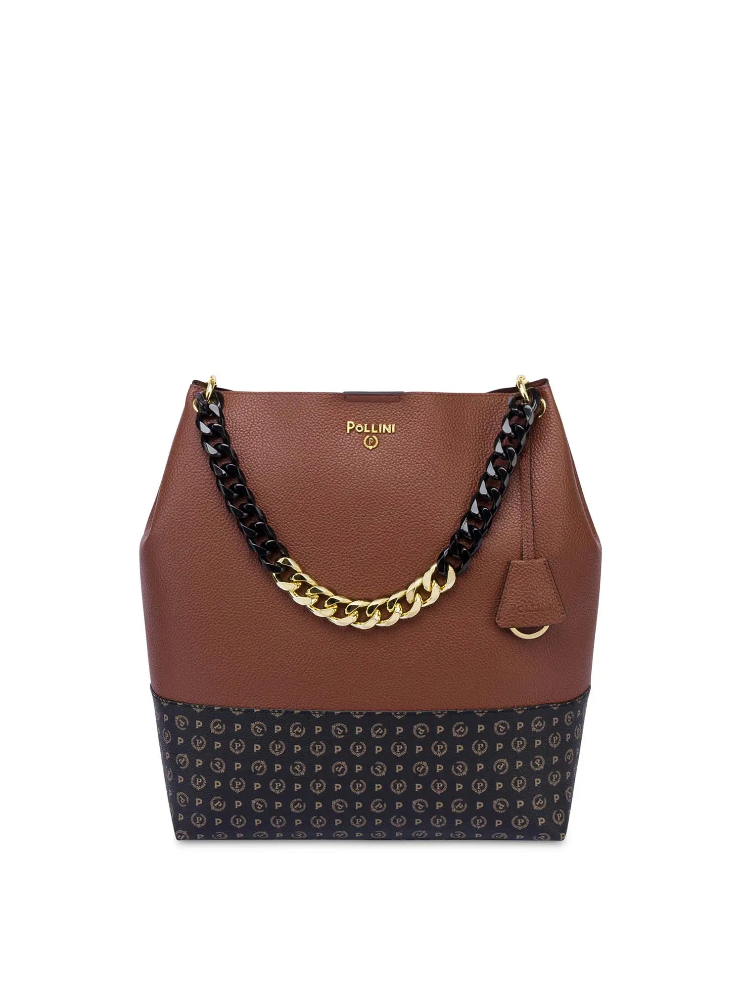 BORSA A SPALLA DONNA - POLLINI - SC4500PP1NSJ1 - marrone/nero, UNICA